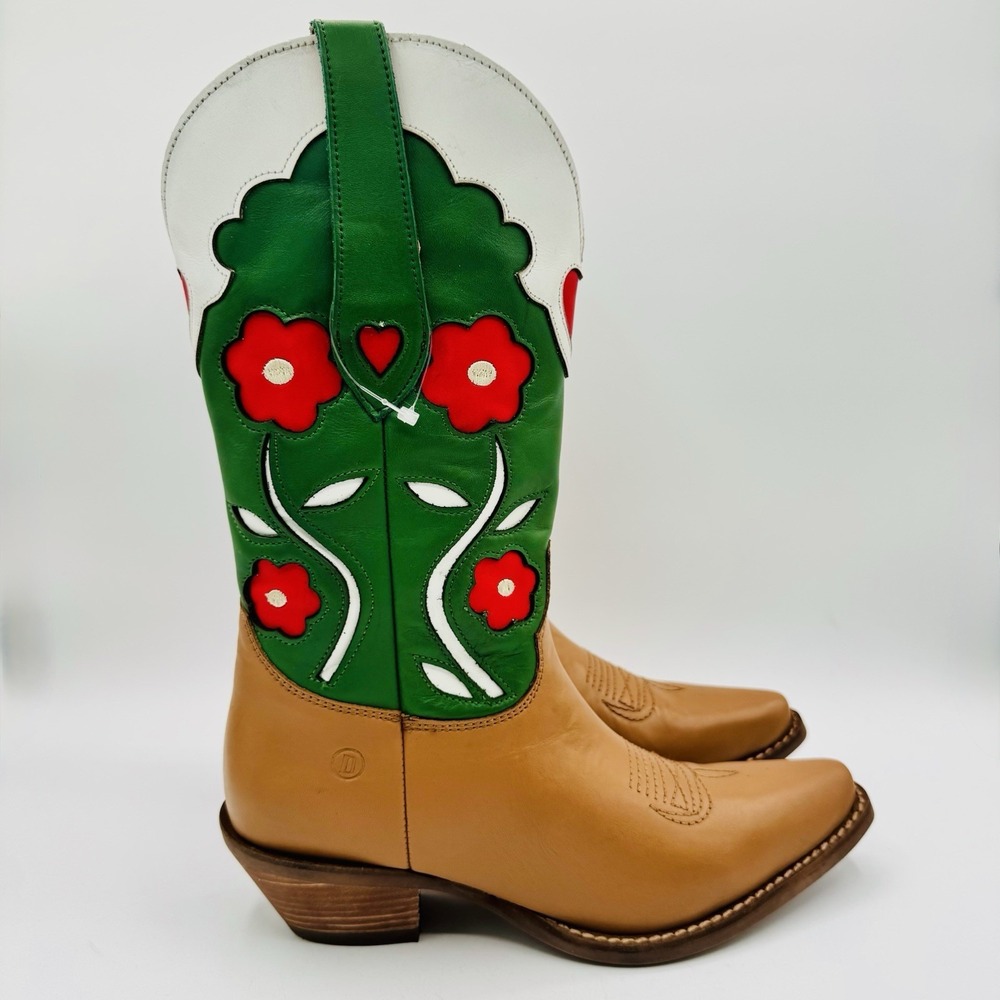 Dingo Coming Up Roses Boots Women's Size 6.5 Camel Leather - Picture 15 of 16